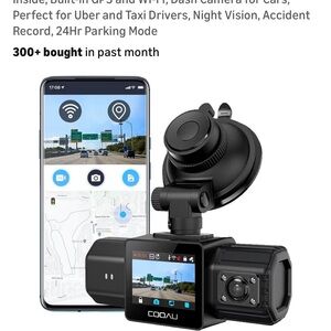 COOAU Dual Dash Cam Front and Inside, Built-in GPS and WI-FI